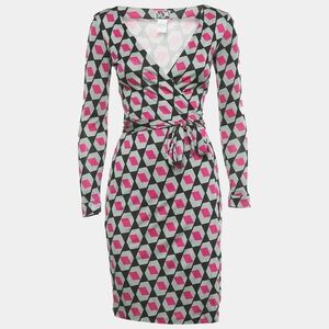 Diane Von Furstenberg Pink and Black Patterned Dress